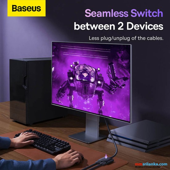 Baseus AirJoy Series 2-in-1 Bidirectional HDMI Switch with 1m HDMI Cable Cluster Black 